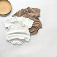 ◎♙ Menino menina dos desenhos animados roupas macacões algodão recém-nascido do bebê triângulo macacão waffle geral criança infantil roupa peças para 0-24m