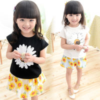 IENENS Summer Girls T-Shirts Short Sleeves Flower Tops Thin Cotton Tees For 3-6 Years Kids Clothes