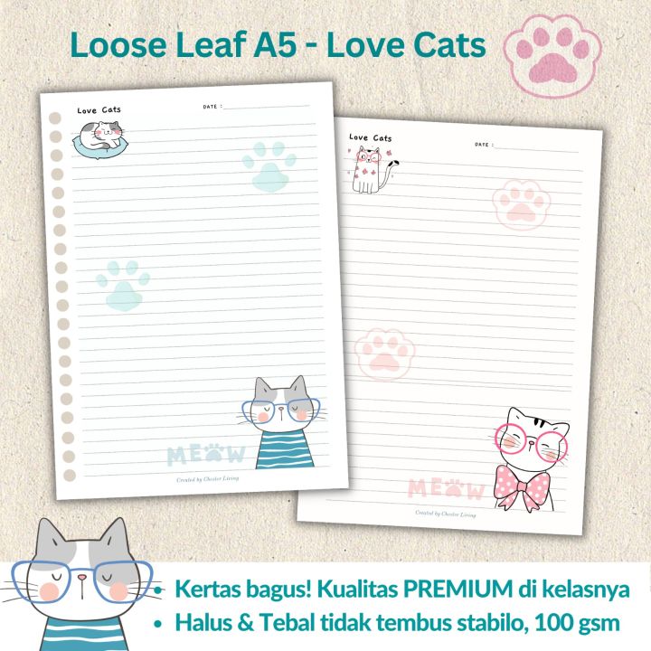 Isi Kertas File Binder A5 Motif Kucing Cute Lazada Indonesia