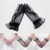 ❂♧ 1 Pair Lace Mesh Gauze Gloves Women Summer Ultra Thin Transparent Gloves Bride Wedding Dress Glove Party Clothes Decoration