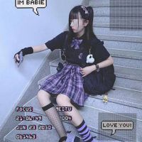 Japanese Harajuku Plaid Mini Women Skirt School Uniforms Skirt A-line Sweet High Waist Women kawaii Suits &amp; Sets