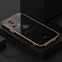 ฝาหลังแบบนิ่มสำหรับ Xiaomi 13 / 13 Pro / 13 Lite สายคล้องแบบมีเคสเคลือบ6D เคลือบเงาวาวใบเมเปิลเคสโทรศัพท์สี่เหลี่ยม