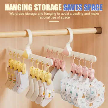 5pcs Kids Hangers Baby Clothing Organizer Plastic Windproof Coat Hanger  Closet Space Saving Rack