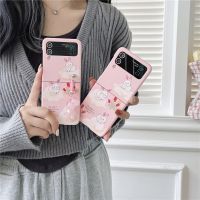 [COD] Ins pink cartoon bunny suitable for Z Flip3 folding screen mobile phone case Flip4 hard shell