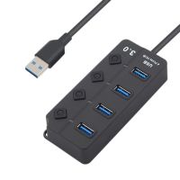 USB Hub 3.0ความเร็วสูง4/7พอร์ต USB 3.0 Hub Splitter สวิตช์เปิด/ปิดพร้อมอะแดปเตอร์ Eu/us สำหรับ MacBook แล็ปท็อป PC