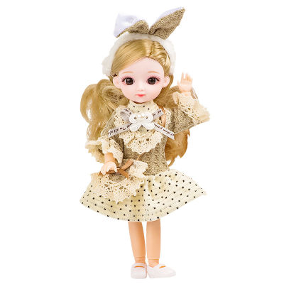 New 19CM Bjd Doll 13 Movable Joints Brown 3D Big Eyes Fashion School Uniform and Wedding Dress Best Birthday Gift for Kids
