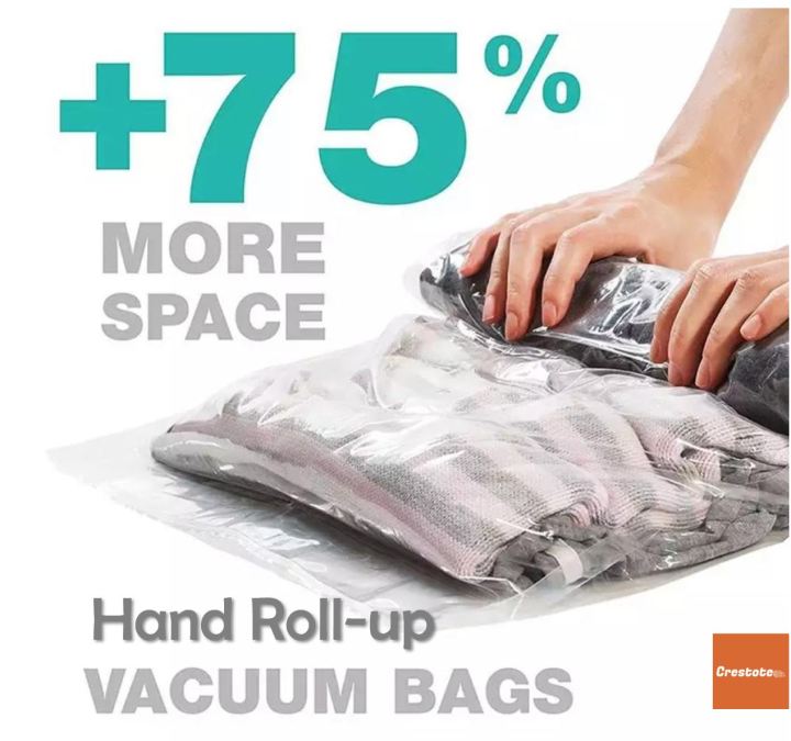 Small 35*50cm Hand-rolled Vacuum Compression Bag, For Travel Space Saver  Bags, Reusable Roll-Up Compression Bag, Clothes Storage, Travel Essentials