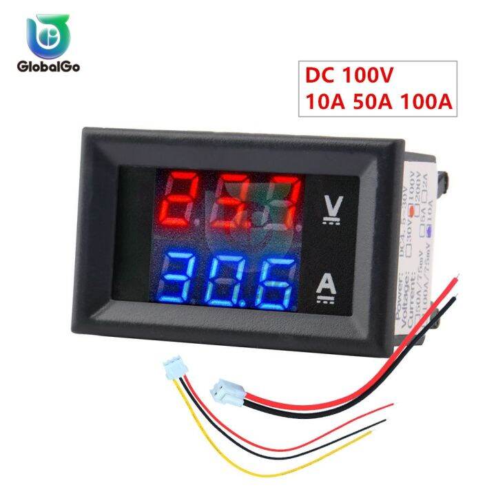 10a 50a 100a Dc100v Led Digital Voltmeter Ammeter Car Motocycle Voltage ...