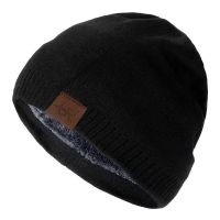 【YD】 URGENTMAN Labal Hats Color Knitted Men And Beanie Cap Outdoor Add Fur Lining Warm