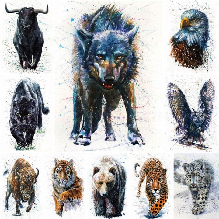 wild-animals-tiger-bear-printed-cross-stitch-diy-embroidery-complete-kit-sewing-handmade-needlework-craft-design-stamped-mulina