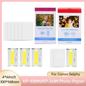 2-Pack Compatible Selphy CP1300 Ink and Paper Replace for Canon CP1500  CP1300 CP1200 CP1000 CP910, CP900, CP800 Photo Printer Paper Glossy,  KP-108IN