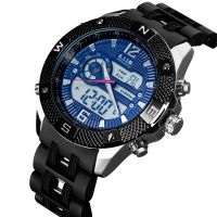 [COD] 611 watch factory direct plastic grain belt multi-functional luminous dual movement waterproof outdoor mens