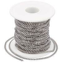 【DT】hot！ 20m/roll Faceted 304 Curb Chains Twisted Chain for Jewelry Making  Necklace 4x3x0.8mm