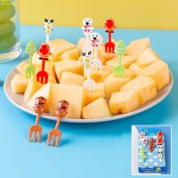 Cute Mini Animal Cartoon Food Picks Children Snack Cake Dessert Food Fruit Forks Silicone Lunch Box Dividers