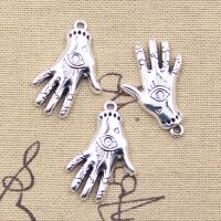 [Hot K] จี้สร้อยคอมือ31x2ฝ่ามือ10ชิ้น,จี้สีมม. เงินโบราณห้อยคองานฝีมือ DIY ทำเครื่องประดับแบบทิเบตแฮนด์เมด