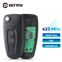 KEYYOU เปลี่ยนพลิกกุญแจรีโมท434เมกะเฮิร์ตซ์ FSK 4D63ชิปสำหรับฟอร์ดเรนเจอร์2011-2015,สำหรับมาสด้า3 2008-2012 BT50 2011-2015 5WK50165