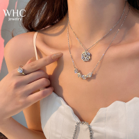 WHC Jewelry หัวใจสี่ใบโคลเวอร์จี้สร้อยคอสำหรับผู้หญิงที่สวยหรูแม่เหล็กพับไทเทเนียมเหล็กกระดูกไหปลาร้าโซ่คนรักของขวัญ