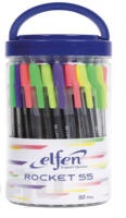 ส่งฟรี !! ปากกา ปากกากด elfen รุ่น Rocket 55 ด้ามกด หมึกน้ำเงิน 0.5 มม. 50 แท่ง ราคาถูก