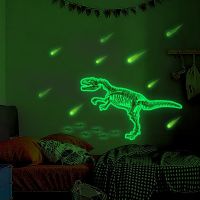 ZZOOI Meteorite Fireball Dinosaur Luminous Wall Stickers For Baby Kids Rooms Boy Bedroom Home Decor Decals Glow In The Dark Stickers