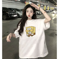 (พร้อมส่ง) Turn up เสื้อเชิ้ตสตรีแขนสั้นพิมพ์ลาย SpongeBob (สั่งซื้อสินค้า จัดส่งทันที) T0081