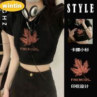 Wintin Hot Girl Pure Desire Style Black Short-Sleeved T-shirt Female Summer New Bottoming Shirt Slim Fit Slimming Versatile Midriff-Baring Top Ins Fashion