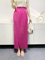 ☈☁ Aiden001 Average Size (45-70Kg) Loose High Elastic Non-Ironing Long Skirt Female Summer Slim Pleated Skirt High Waist Slit Skirt B23006