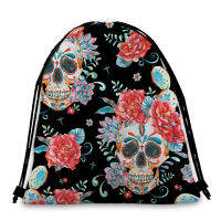 Silstar Tex Skull Colorful Towel With Tassel Bath Summer Beach Towel Round Swimwear Lady Children Gym Ho For Adults