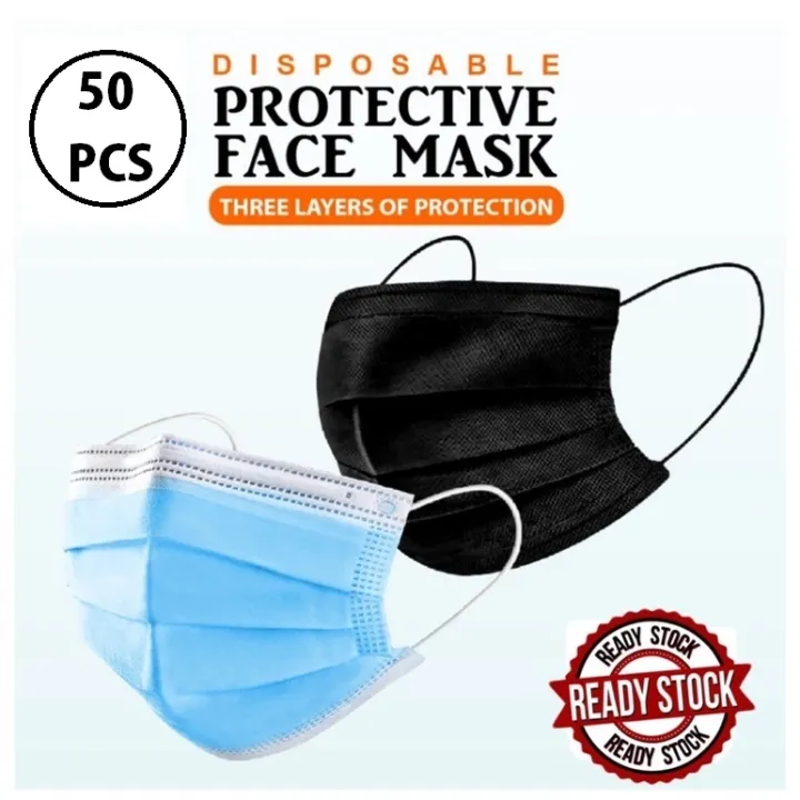 [READY STOCK KL] Face Mask Blue (50PCS) 3Ply Disposable Protective Face ...