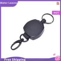 Water Leaves Badge Reel ดึงพวงกุญแจพับเก็บการ์ดรักษาความปลอดภัยคลิปพวงกุญแจสีดำ