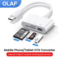 OLAF TF CF SD อ่านการ์ดความจำสำหรับแป้นพิมพ์คอมพิวเตอร์สาย USB กล้องแปลงอะแดปเตอร์ OTG Type-C สำหรับ Ipad Macbook 3 In 1