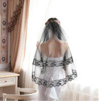 ETEREAUTY Vintage Lace Veil Tulle Sheer Veil สั้นสำหรับงานแต่งงาน Halloween Cosplay Party