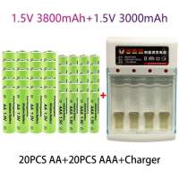 100% 1.5 V ของแท้ + AAA3.0Ah แบตเตอรี่แบบชาร์จไฟได้แบตเตอรี่ Ni-MH 1.5 V สำหรับนาฬิกาเมาส์คอมพิวเตอร์ของเล่นอื่นๆ + Gratis Ongkir