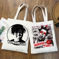 【ACD】   Yungblud Merch Harajuku Be Fookin Happy Printing Handbags Shoulder Bags Casual Shopping Girls Handbag Women Elegant Canvas Bag