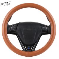 Universal 38cm Car Steering Wheel Cover Genuine Leather Braid For Steering Wheel 15in Cowhide Car Steering Wheel Wrap Soft Cool