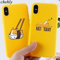 【Yellow peach flavor】เคสโทรศัพท์ Corgi น่ารักสำหรับ IPhone 6S 7 8 11 12 Plus Pro Mini X XS MAX XR SE กรณีซิลิโคนอ่อนนุ่มติดตั้งอุปกรณ์เสริมครอบคลุม