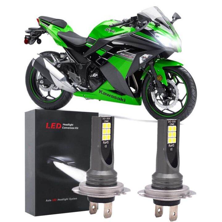 new-ชุดหลอดไฟซีนอน-led-6000k-สีขาว-สําหรับ-kawasaki-ninja-300-650-zx6r-2-ชิ้น