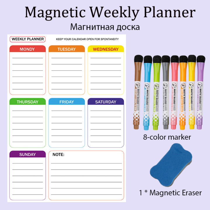 a3-size-weekly-planner-calendar-magnetic-fridge-stickers-menu-dry-erase-calendar-marker-whiteboard-message-board