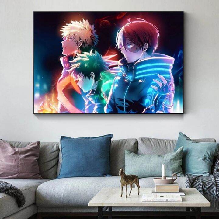 my-hero-academia-deku-โปสเตอร์อะนิเมะ-bnha-midoriya-izuku-ภาพวาดผ้าใบการ์ตูน-wall-art-ภาพพิมพ์สำหรับห้องนอนตกแต่งบ้าน