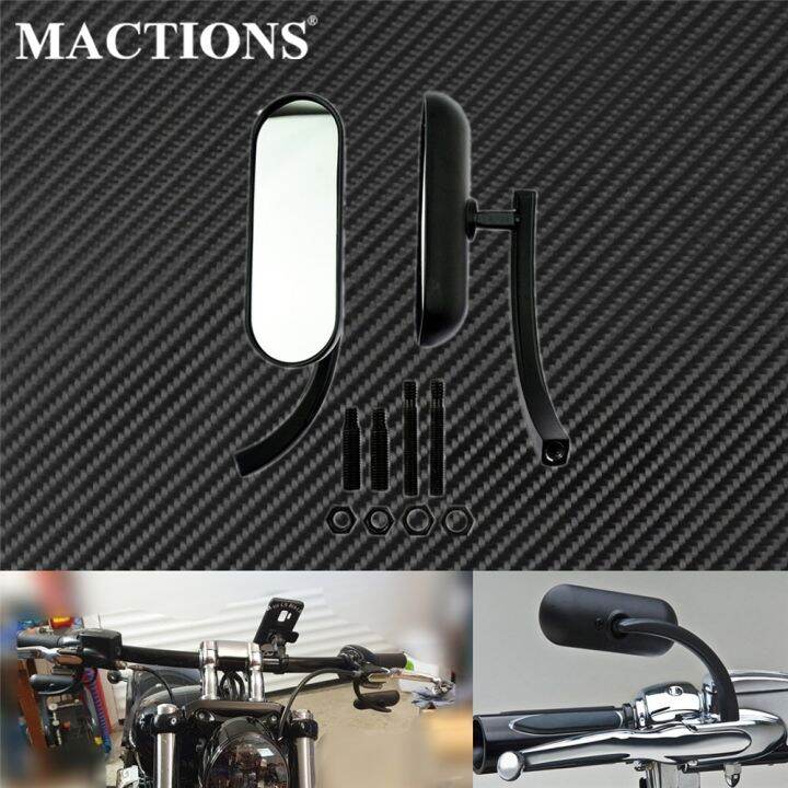 Motorcycle Black Mini Oval Mirror Metal Side Mirrors 8mm10mm For Harley