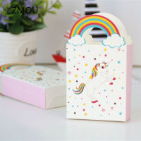 6pcs Unicorn Bag Paper Candy Gift Box Rainbow Handles Packaging Wedding Cardboard Dragee Cookie Bags Gift Bags Wrapping Supplies Gift Wrapping  Bags