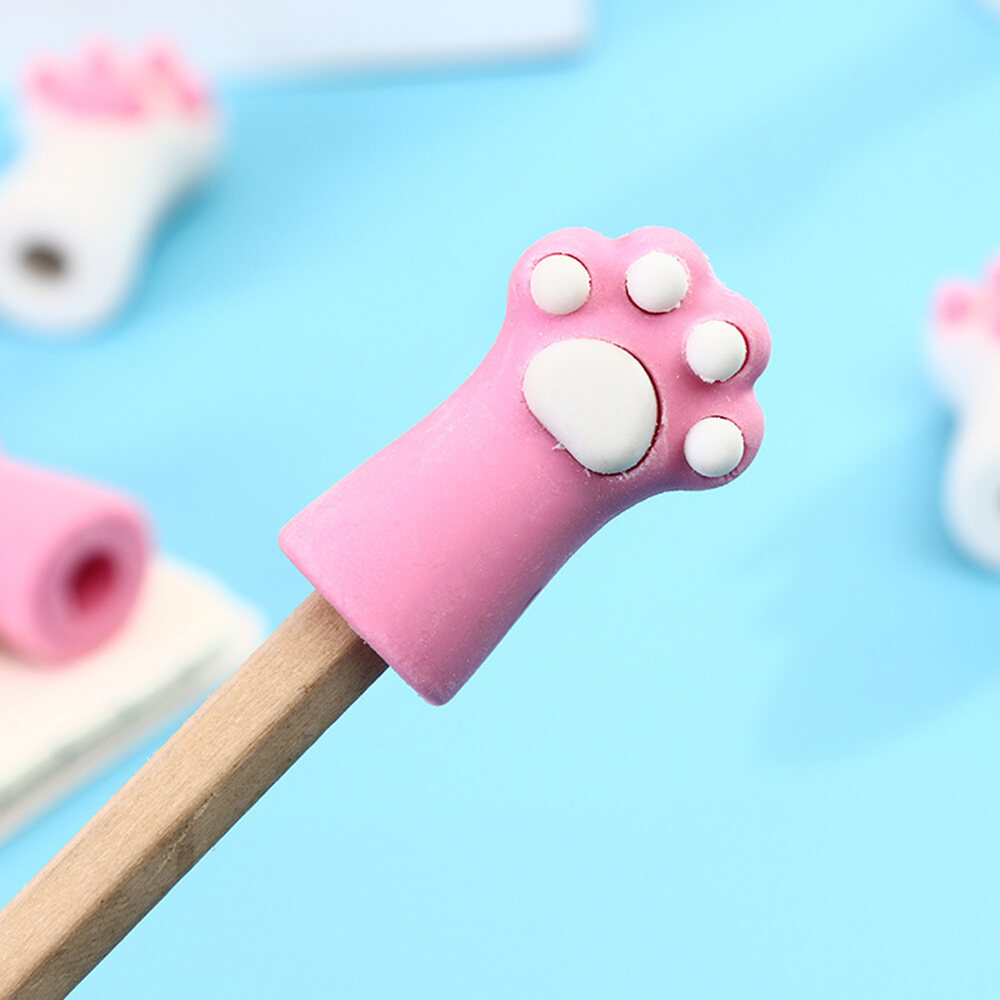 Portable Cat Paw Erasers Correction Tools Pen Topper Eraser Pencil Cap Erasers 