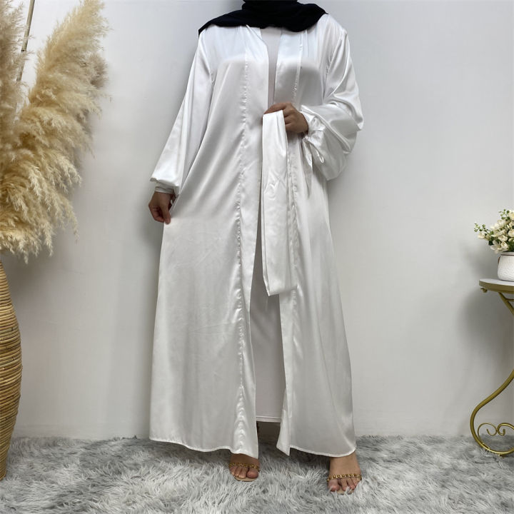 มุสลิมเปิด-abayas-สำหรับผู้หญิงซาตินโคมไฟ-cuffs-cardigan-รอมฎอน-eid-abaya-ดูไบอิสลามเจียมเนื้อเจียมตัวเสื้อผ้า-robe-femme-musulmane