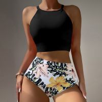 【CW】Swimwear 2023 Women Split Swimsuit Flower Print Swimsuit Two Piece Set Womens Bikinis Swimsuit Trend 2023 Купальник Женский