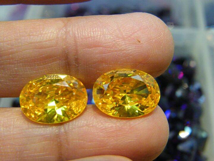 cz-yellow-gold-ขนาด-6x4-มม-mm-รูปไข่-oval-1-0-กะรัต-carats-2เม็ด-2-pieces-เกรด-สวยไฟดีค่ะ