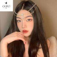 GGFG หวานหวานแหววว สำหรับเด็กผู้หญิง Barrettes บาร์เร็ตต์ เจ้าสาวในบ้าน ไข่มุกไข่มุก Hanfu ผ้าโพกศีรษะ สไตล์จีนจีน ผ้าโพกศีรษะ พร็อพถ่ายรูป ดอกไม้ประดับดอกไม้ อุปกรณ์เสริมผม จี้คิ้ว คลิปข้างปีใหม่ โซ่หัวคริสตัล