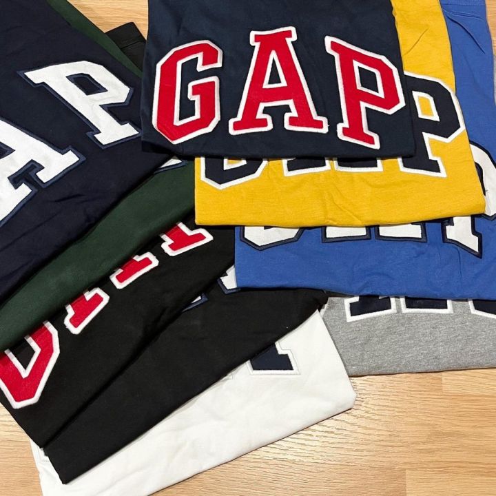 เสื้อยืดคอกลม-ผ้าคัตต้อน-ปัก-gap-แฟชั่น