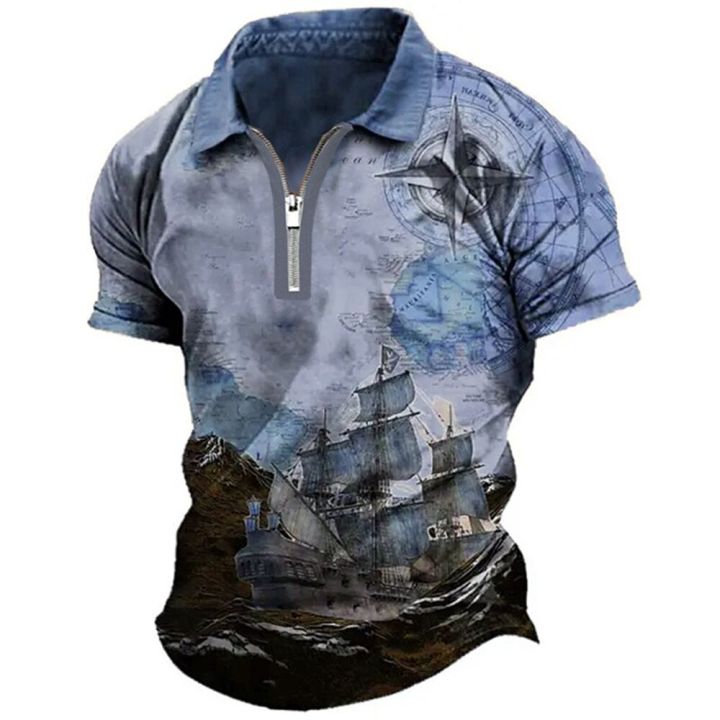 vintage-mens-polo-shirt-nautical-patterns-turndown-short-sleeves-new-male-zip-clothing-apparel-hawaii-pirate-ship-fashion-top