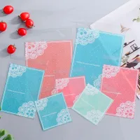 100pcs 3 Sizes Blue Pink Green Lace Plastic Self Adhesive Cookies Packaging Bag Wedding Candy Gift Decoration Bags Cleaning Tools