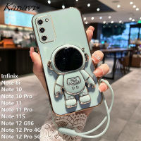 Kanavi เคสโทรศัพท์แฟชั่นสำหรับ8i รุ่น Infinix Note 10 Pro Note 11 Pro Note 11 Pro Note 11S Note 12 G96 Note 12 Pro 4G Note 12 Pro 5G ตัวชุบโลหะหรูหราขาตั้งนักบินอวกาศยอดนิยมเคสโทรศัพท์พร้อมเคสโทรศัพท์สายคล้อง