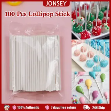 100Pcs White Paper Solid Core Lollipop Sticks for Chocolate Candy
